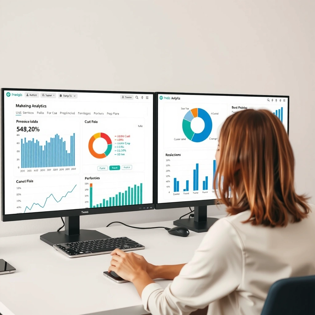 Data analytics dashboard showing marketing performance metrics