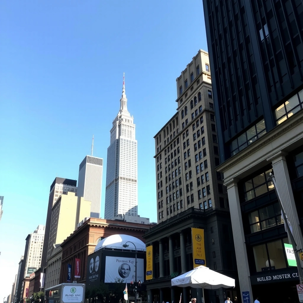New York City business district skyline representing local market presence
