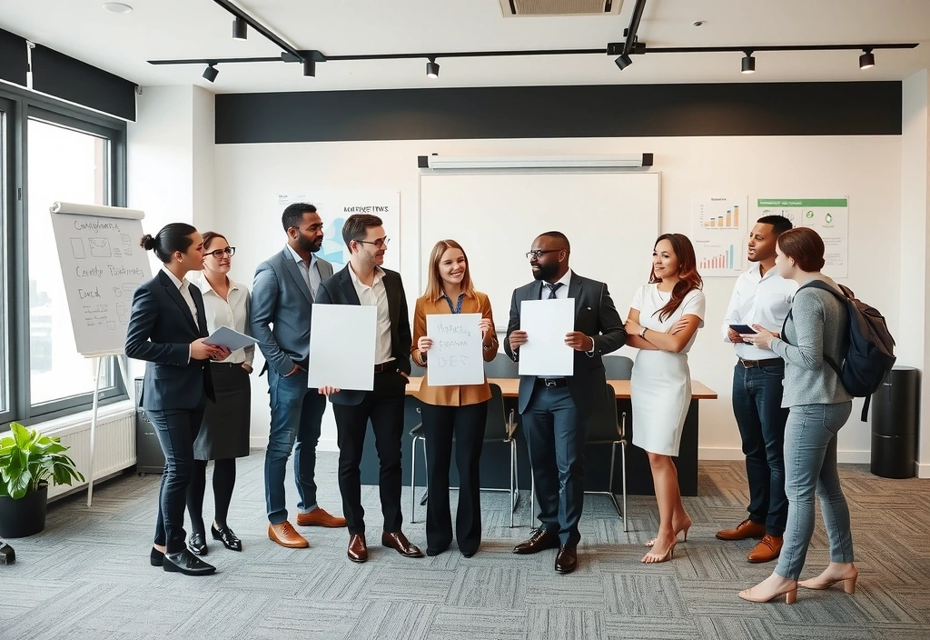 Professional team of marketing experts working together